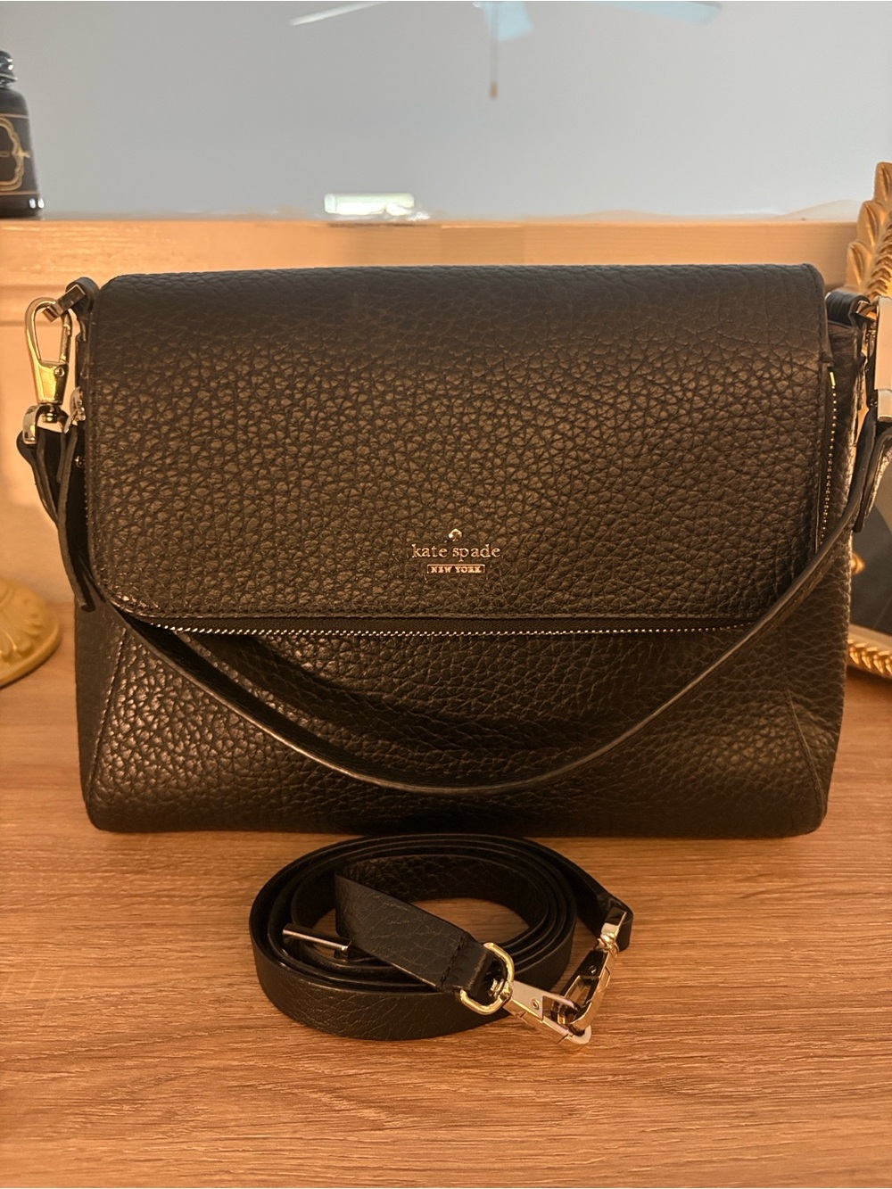kate spade Black Pebbled Leather Shoulder Bag- Medium Size. AS IS